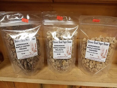 Bags of maple coated nuts